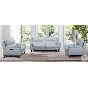 Lizette Dove Gray Genuine Leather Contemporary Power Reclining Loveseat