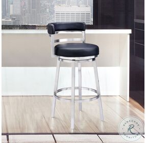 Madrid Black Faux Leather 26" Swivel Counter Height Stool