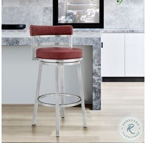 Madrid Red Faux Leather 30" Bar Stool