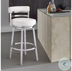 Madrid White Faux Leather 26" Swivel Counter Height Stool
