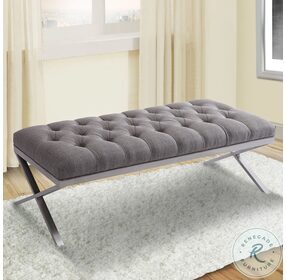 Milo Gray Faux Leather Bench