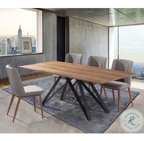 Modena Walnut And Matte Black Contemporary Dining Table