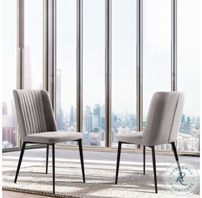 Maine Gray Fabric Contemporary Dining Chair Set of 2