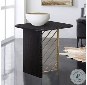 Monaco Black And Antique Brass Side Table