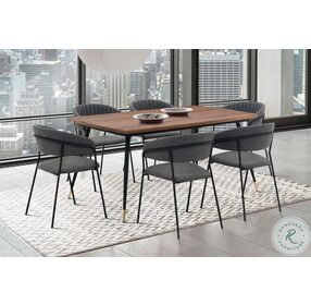Nara Modern Gray Faux Leather and Metal Dining Chair Set of 2
