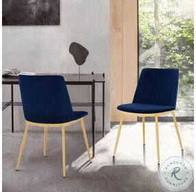 Messina Blue Velvet Modern Dining Chair Set of 2