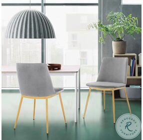 Messina Gray Velvet Modern Dining Chair Set of 2