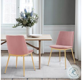 Messina Pink Velvet Modern Dining Chair Set of 2
