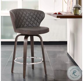 Mynette Brown Faux Leather 26" Swivel Counter Height Stool