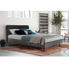 Mohave Tundra Gray Acacia Mid Century Queen Upholstered Platform Bed