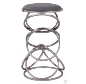 Medley Brushed Stainless Steel And Grey Faux Leather 26" Counter Height Stool
