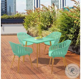 Nassau Mint Green And Eucalyptus Wood Outdoor Dining Chair Set Of 2