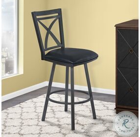 Nova Ford Black Faux Leather And Mineral 30" Swivel Bar Stool