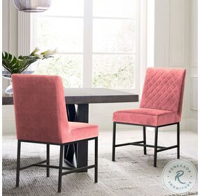 Napoli Pink Velvet Modern Accent Dining Chair Set of 2