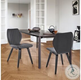 Ontario Gray Faux Leather and Black Wood Dining Chair Set of 2