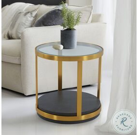 Hattie Walnut And Brushed Gold End Table