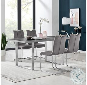 Pacific Grey Fabric And Brushed Stainless Steel Dining Chair Set Of 2