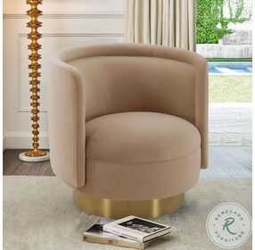 Peony Natural Fabric Swivel Accent Chair