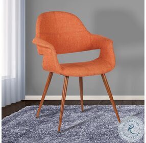Phoebe Orange Fabric Mid Century Dining Chair