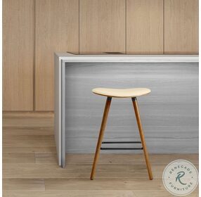 Piper Cream Faux Leather And Walnut Wood 26" Counter Height Stool