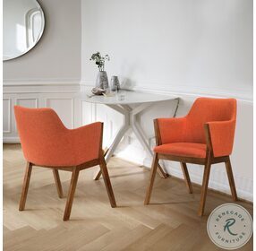 Renzo Orange Fabric Dining Side Chair Set of 2