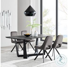Radford Dark Gray And Black Rectangular Dining Table