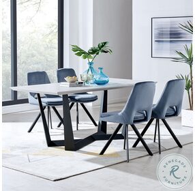 Radford Light Gray And Black Rectangular Dining Table