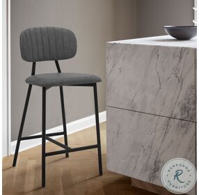 Rococo Gray Faux Leather 26" Counter Height Stool