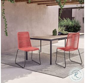 Shasta Brick Red Rope Outdoor Stackable Dining Chair Set of 2