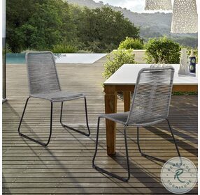 Shasta Black Powder Coated And Gray Textiling Outdoor Patio Dining Chair Set Of 2