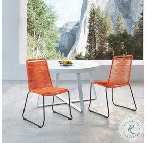 Shasta Tangerine Rope Outdoor Stackable Dining Chair Set of 2