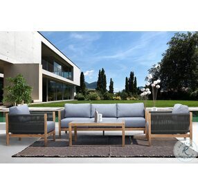 Sienna Grey Super Stone And Teak Outdoor Coffee Table