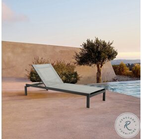 Solana Dark And Light Grey Aluminum Outdoor Stacking Chaise Lounge Chair