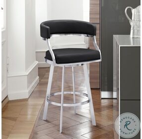 Saturn Black Faux Leather 26" Swivel Counter Height Stool