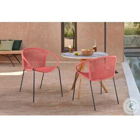 Snack Brick Red Rope Outdoor Stackable Dining Chair Set of 2