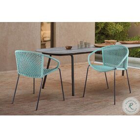 Snack Wasbi Rope And Black Metal Outdoor Dining Chair Set Of 2