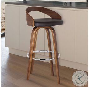 Sonia Brown Faux Leather 26" Swivel Counter Height Stool