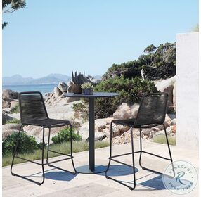 Shasta Black Rope Stackable 30" Outdoor Bar Stool Set of 2