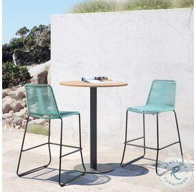 Shasta Wasabi Rope And Black Metal Outdoor 26" Counter Height Stool Set Of 2
