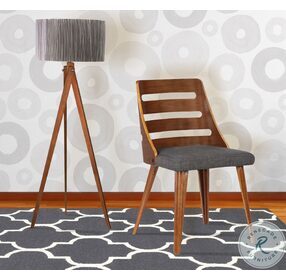 Storm Charcoal Fabric Mid Century Dining Chair