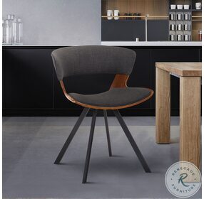 Ulric Charcoal Grey And Walnut Wood Modern Accent Dining Chair