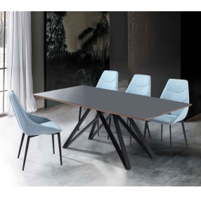 Urbino Matte Black Dining Table With Glass Top