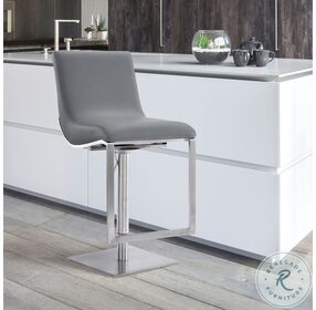 Victory Gray Faux Leather Contemporary Adjustable Swivel Bar Stool