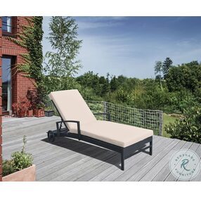 Vida Beige Fabric Outdoor Wicker Lounge Chair