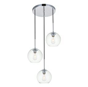 Baxter 18.1" Chrome And Clear 3 Light Pendant