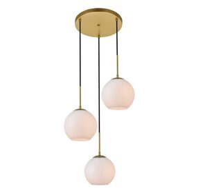 Baxter 18.1" Brass And Frosted White 3 Light Pendant