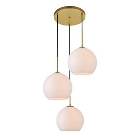 Baxter 20.1" Brass And Frosted White 3 Light Pendant