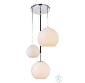 Baxter 20.9" Chrome And Frosted White 3 Light Pendant