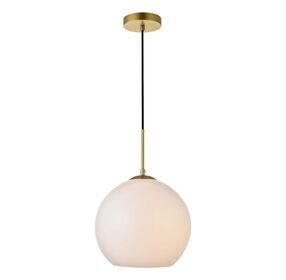 Baxter 11.8" Brass And Frosted White 1 Light Pendant