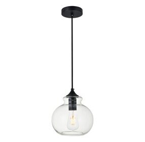 Destry 7.9" Black And Clear 1 Light Pendant